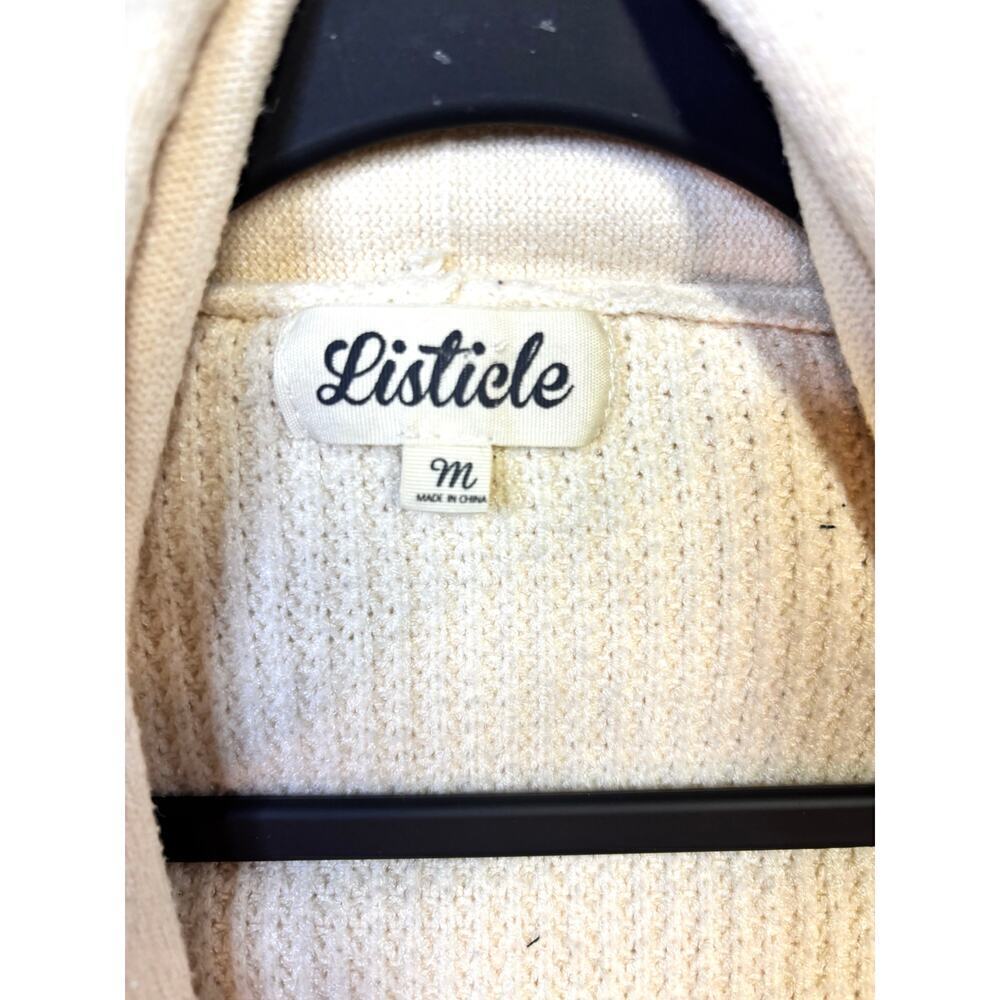 Listicle, Oatmeal Colored, Women's Medium Cardigan, Ivory \ Off-White - Picture 6 of 7